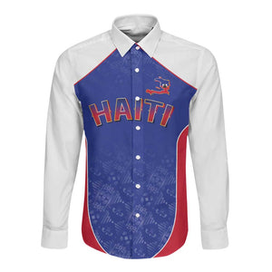 World Football 2026 Afro-Haiti Custom Long Sleeve Button Shirt Together For Ayiti Blue Style - African Pride