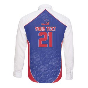 World Football 2026 Afro-Haiti Custom Long Sleeve Button Shirt Together For Ayiti Blue Style - African Pride