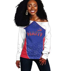 World Football 2026 Afro-Haiti Custom Off Shoulder Sweater Together For Ayiti Blue Style - African Pride