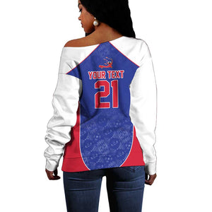 World Football 2026 Afro-Haiti Custom Off Shoulder Sweater Together For Ayiti Blue Style - African Pride