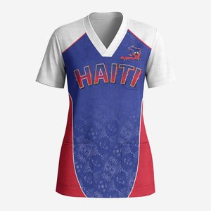 World Football 2026 Afro-Haiti Custom Scrub Top Together For Ayiti Blue Style - African Pride