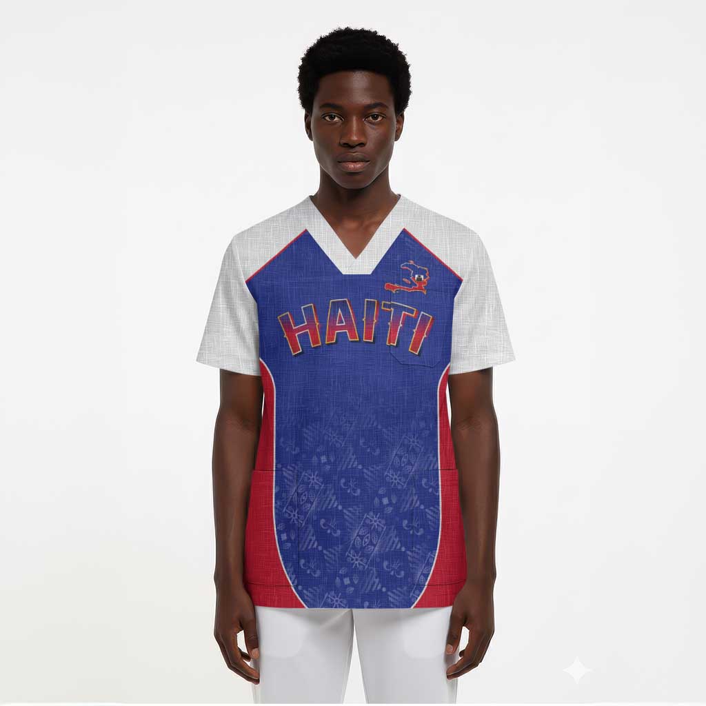 World Football 2026 Afro-Haiti Custom Scrub Top Together For Ayiti Blue Style - African Pride