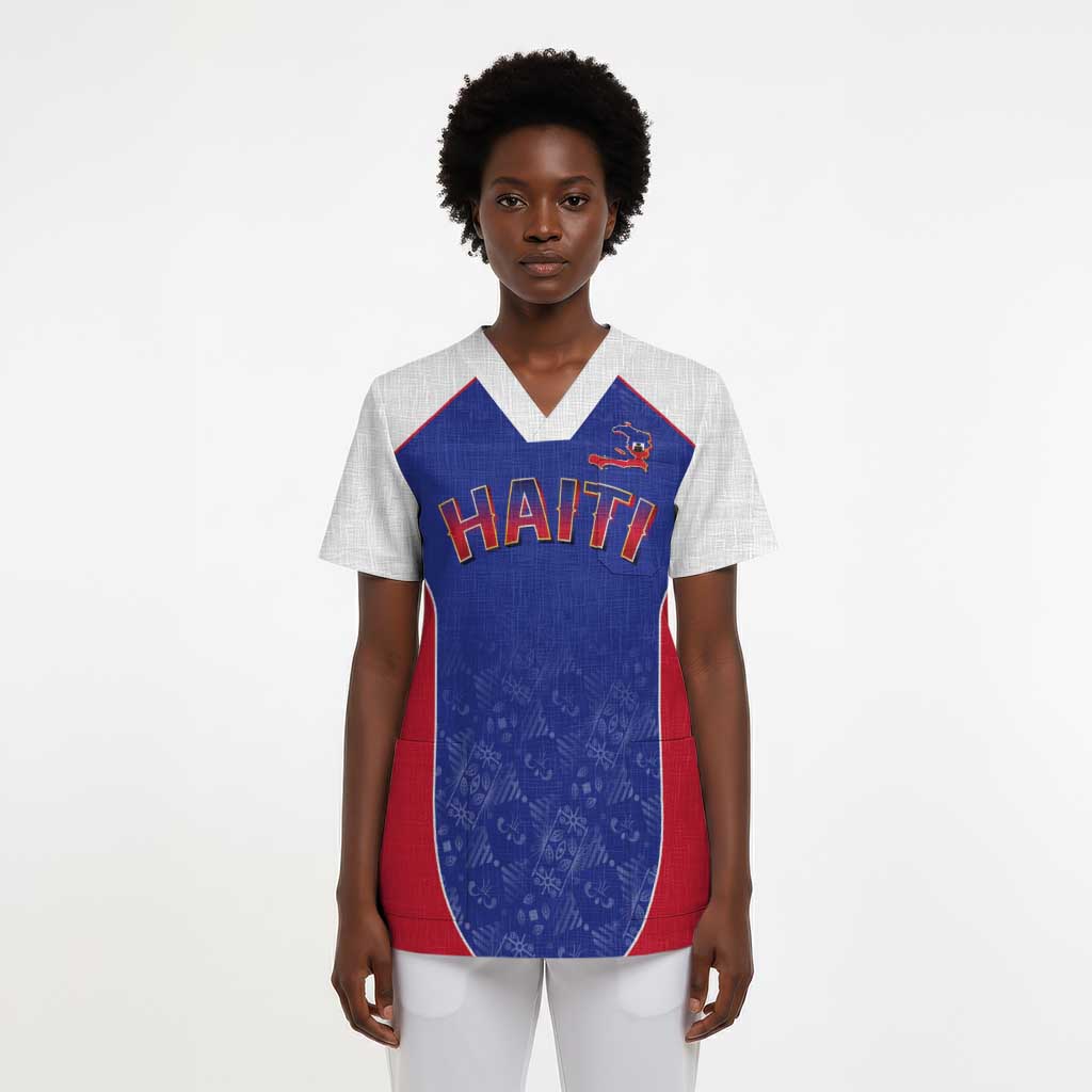 World Football 2026 Afro-Haiti Custom Scrub Top Together For Ayiti Blue Style - African Pride