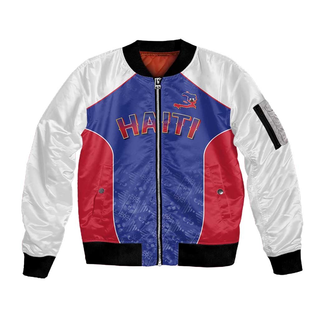 World Football 2026 Afro-Haiti Custom Sleeve Zip Bomber Jacket Together For Ayiti Blue Style - African Pride