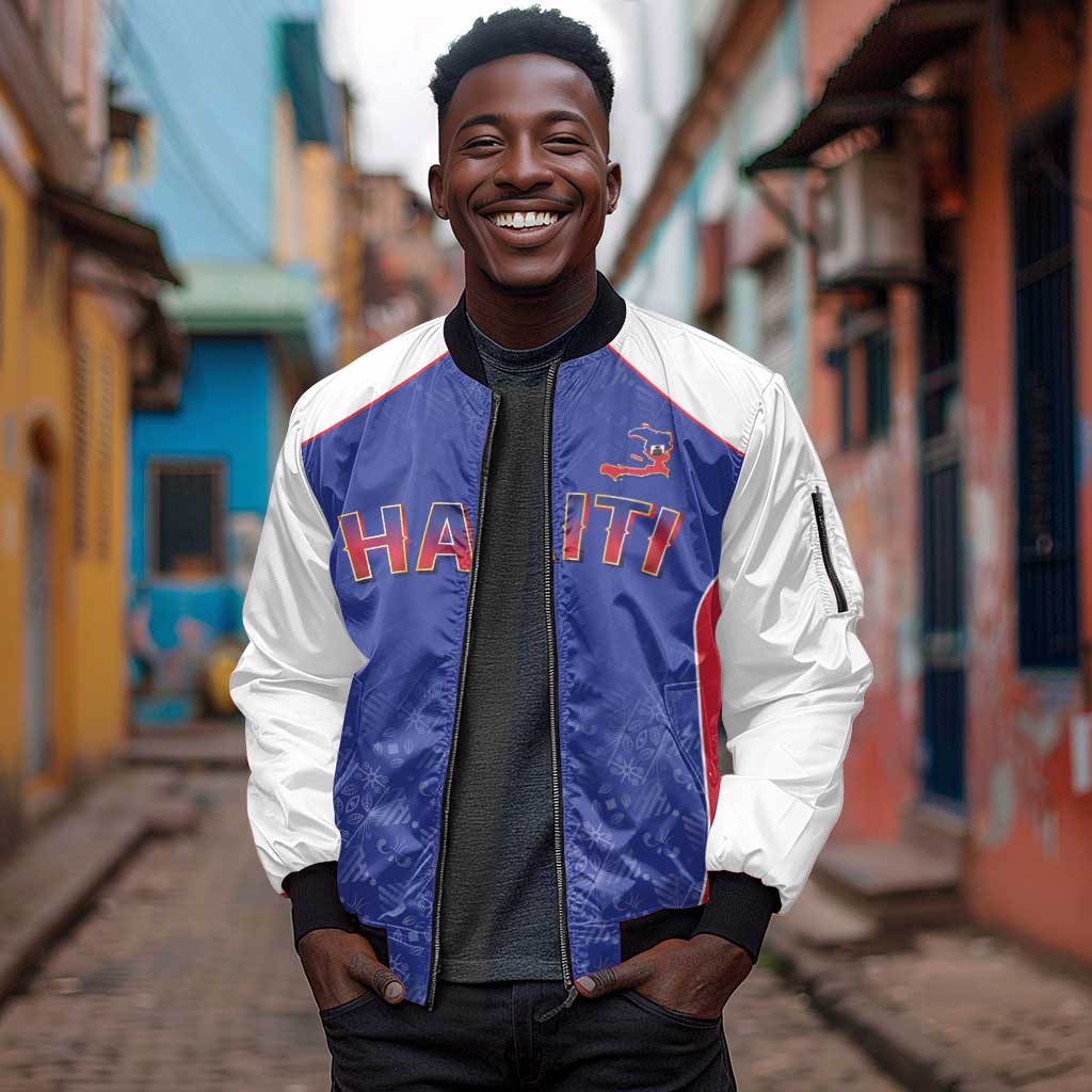 World Football 2026 Afro-Haiti Custom Sleeve Zip Bomber Jacket Together For Ayiti Blue Style - African Pride