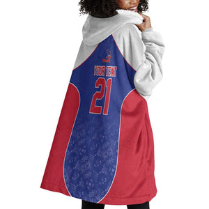 World Football 2026 Afro-Haiti Custom Wearable Blanket Hoodie Together For Ayiti Blue Style - African Pride