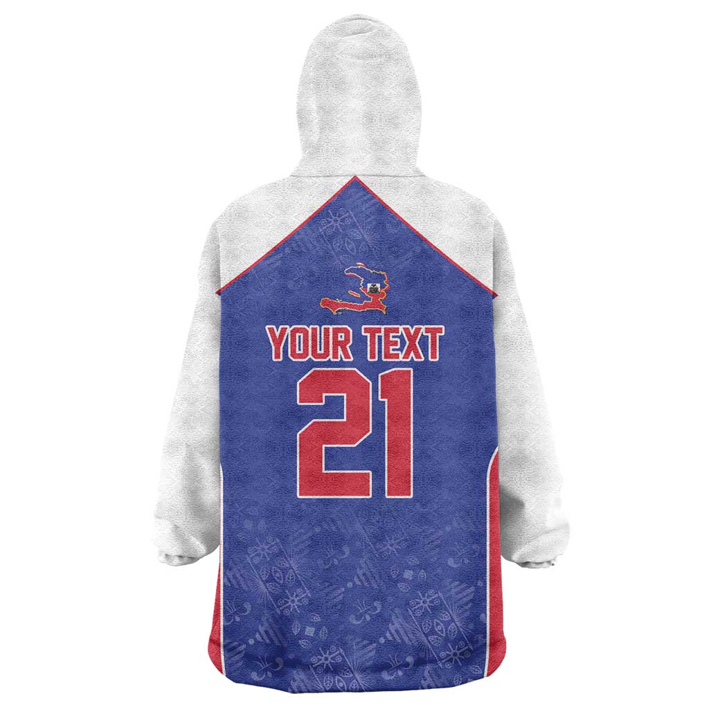 World Football 2026 Afro-Haiti Custom Wearable Blanket Hoodie Together For Ayiti Blue Style - African Pride