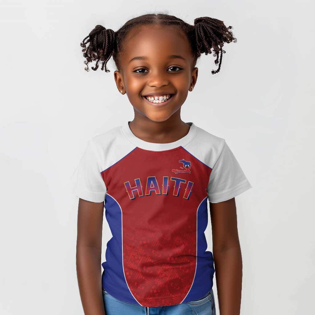 World Football 2026 Afro-Haiti Custom Kid T shirt Together For Ayiti Red Style LT9