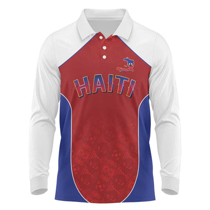 World Football 2026 Afro-Haiti Custom Long Sleeve Polo Shirt Together For Ayiti Red Style - African Pride