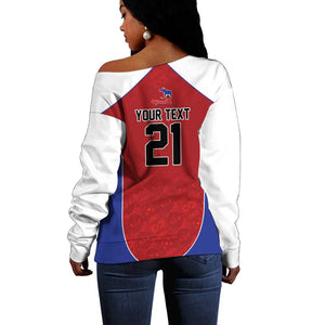 World Football 2026 Afro-Haiti Custom Off Shoulder Sweater Together For Ayiti Red Style - African Pride
