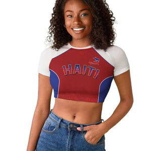 World Football 2026 Afro-Haiti Custom Raglan Cropped T shirt Together For Ayiti Red Style LT9