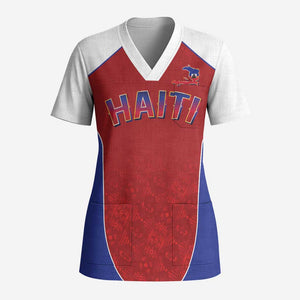 World Football 2026 Afro-Haiti Custom Scrub Top Together For Ayiti Red Style - African Pride