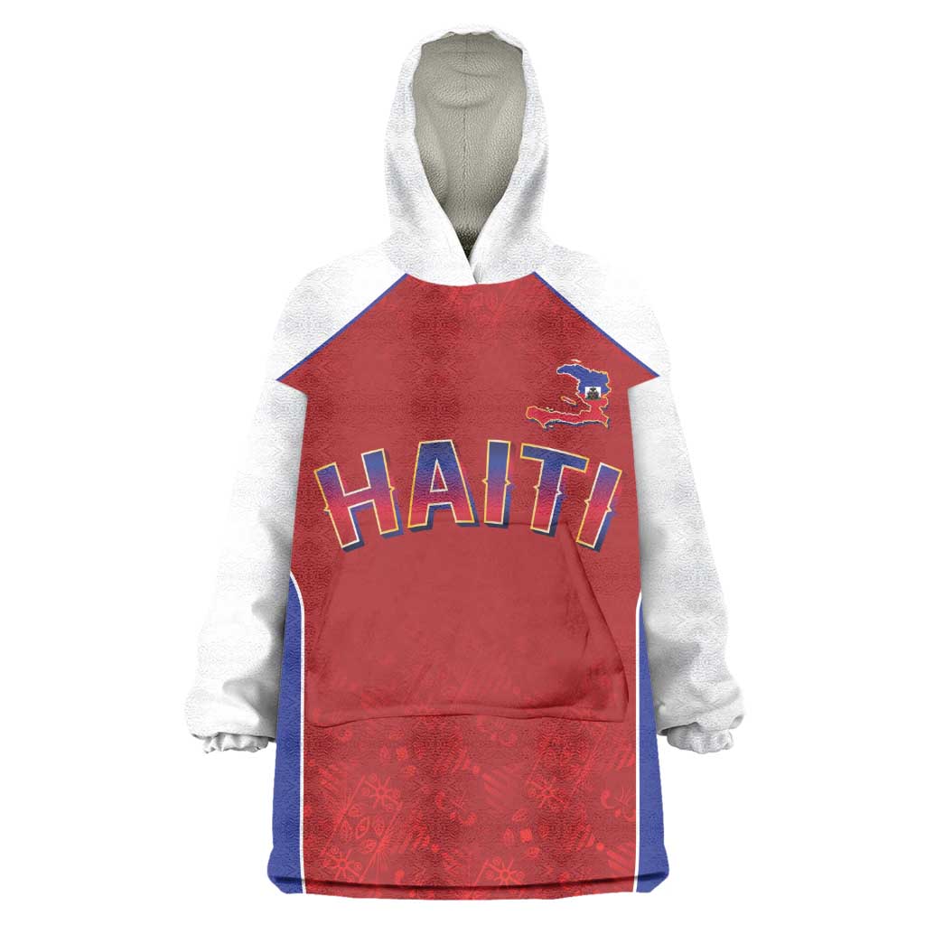 World Football 2026 Afro-Haiti Custom Wearable Blanket Hoodie Together For Ayiti Red Style - African Pride