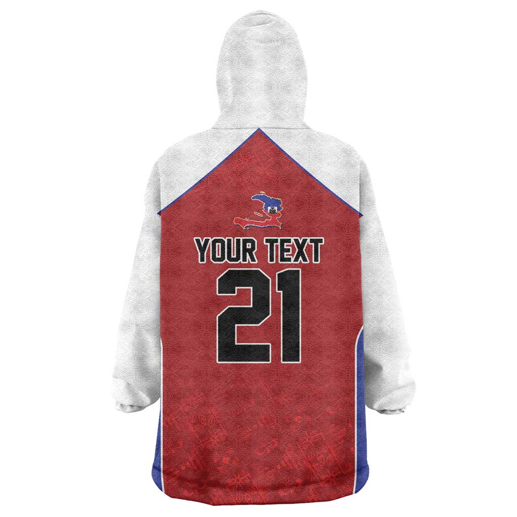 World Football 2026 Afro-Haiti Custom Wearable Blanket Hoodie Together For Ayiti Red Style - African Pride