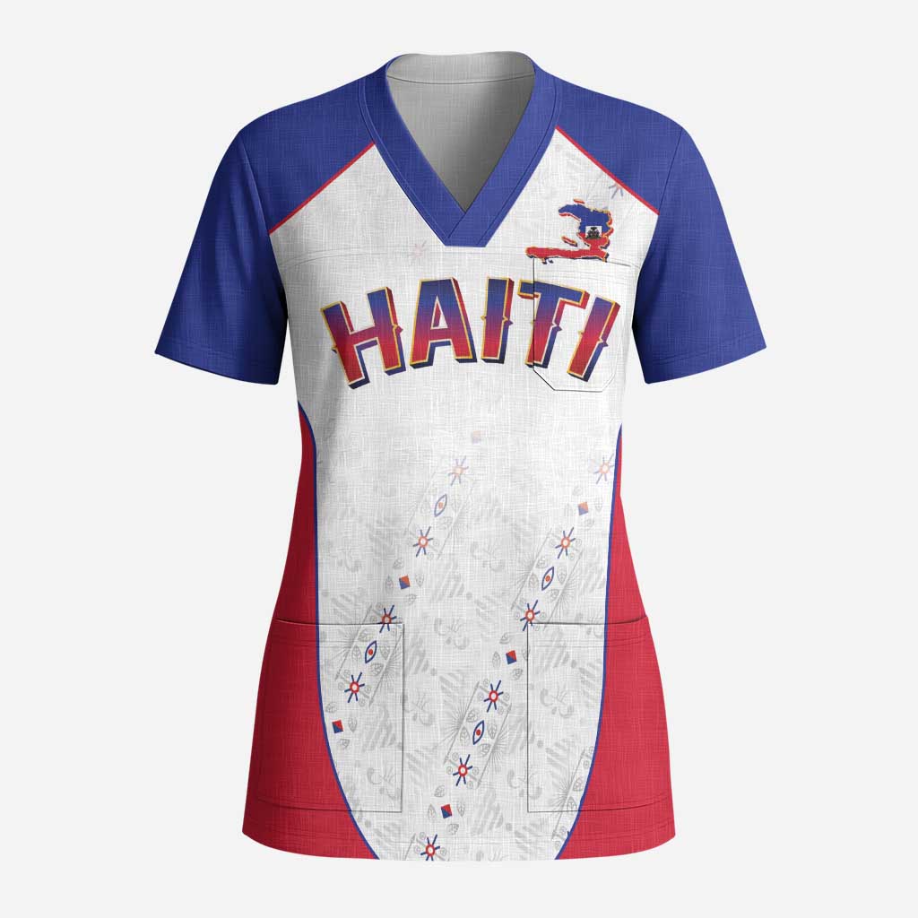 World Football 2026 Afro-Haiti Custom Scrub Top Together For Ayiti White Style - African Pride