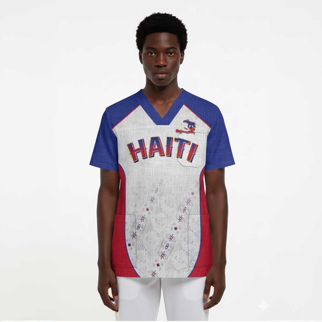 World Football 2026 Afro-Haiti Custom Scrub Top Together For Ayiti White Style - African Pride