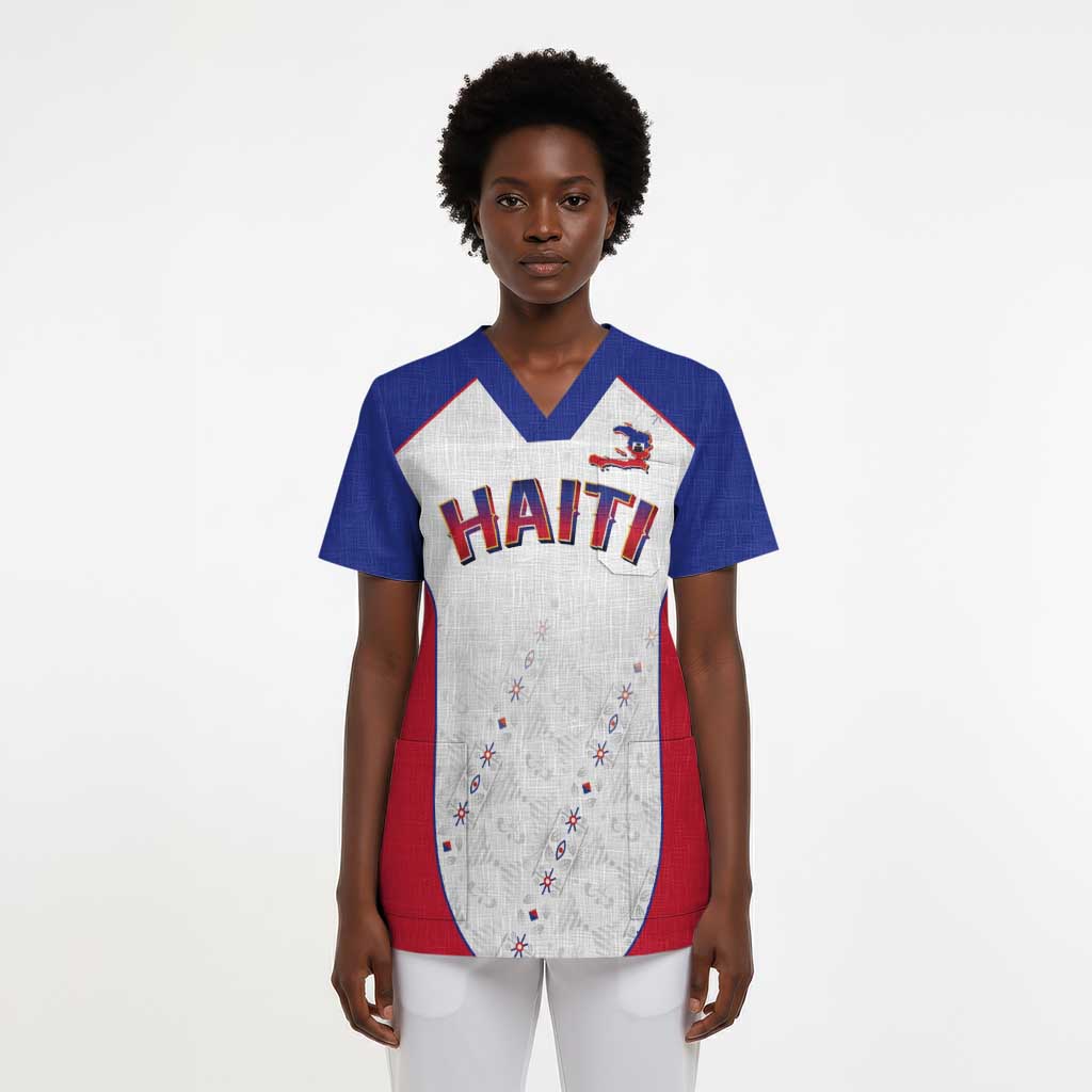 World Football 2026 Afro-Haiti Custom Scrub Top Together For Ayiti White Style - African Pride