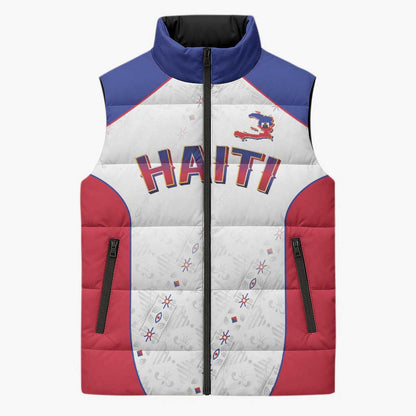 World Football 2026 Afro-Haiti Custom Sleeveless Puffer Jacket Together For Ayiti White Style - African Pride