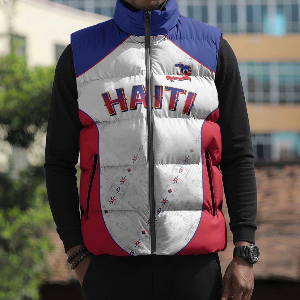 World Football 2026 Afro-Haiti Custom Sleeveless Puffer Jacket Together For Ayiti White Style - African Pride