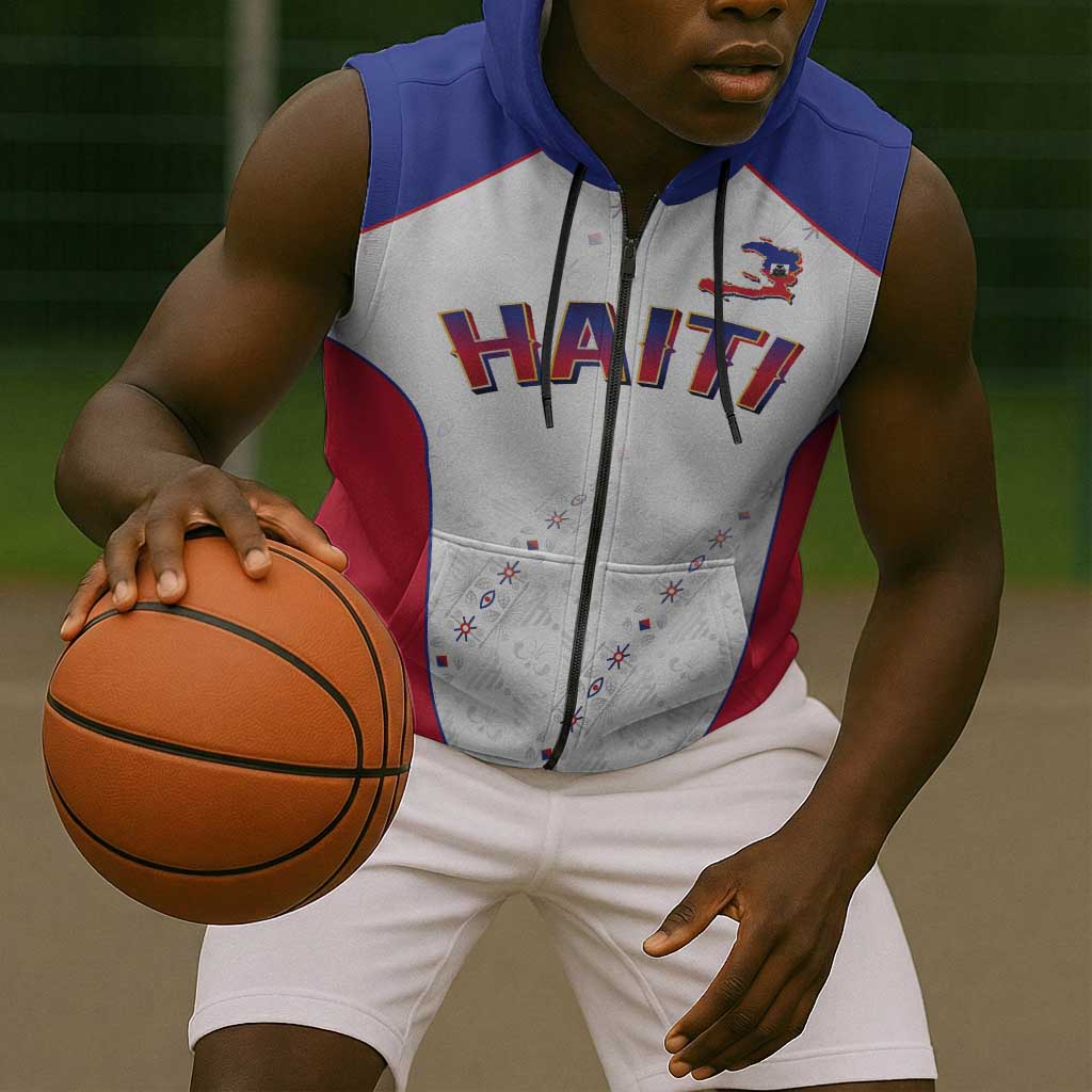 World Football 2026 Afro-Haiti Custom Sleeveless Zip Hoodie Together For Ayiti White Style - African Pride
