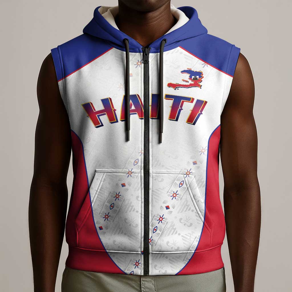 World Football 2026 Afro-Haiti Custom Sleeveless Zip Hoodie Together For Ayiti White Style - African Pride