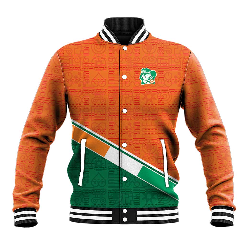 World Football 2026 Ivory Coast Custom Baseball Jacket African Adinkra Pattern - African Pride