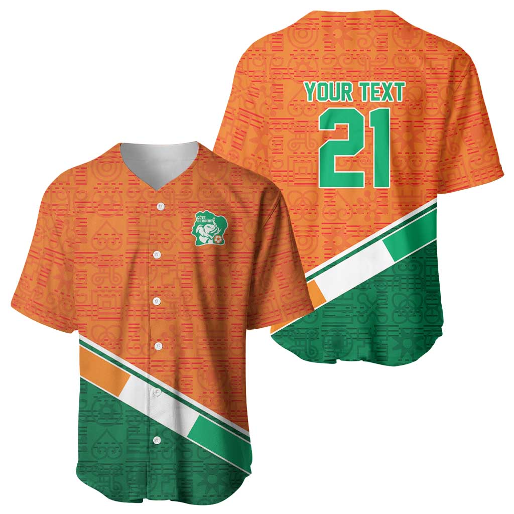 World Football 2026 Ivory Coast Custom Baseball Jersey African Adinkra Pattern LT9