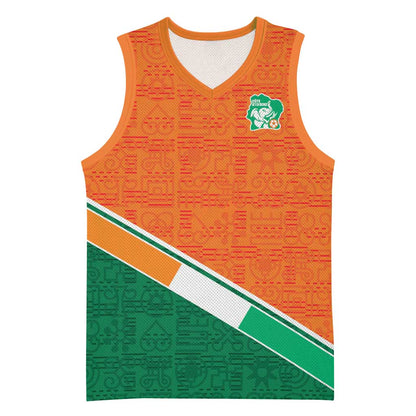World Football 2026 Ivory Coast Custom Basketball Jersey African Adinkra Pattern - African Pride