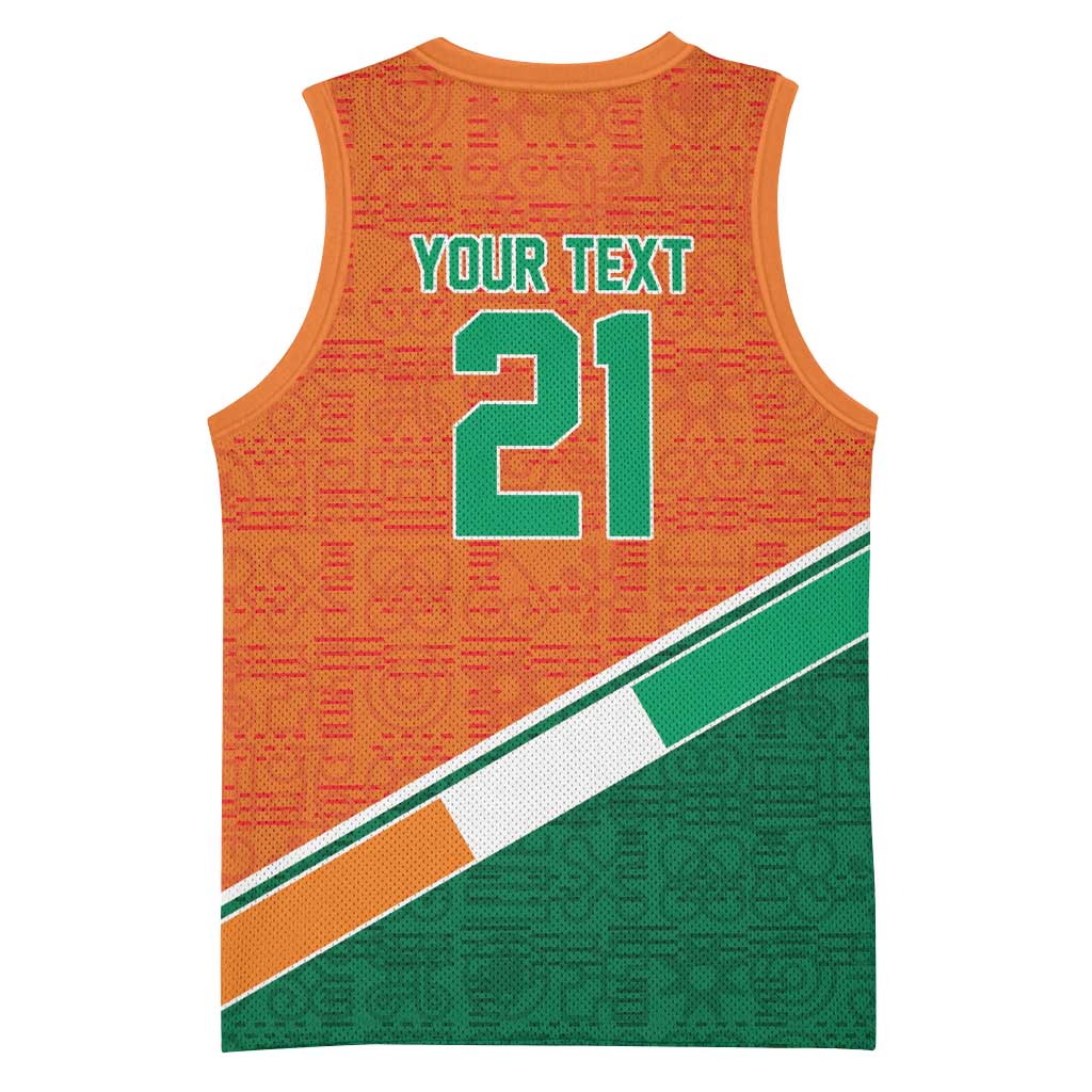 World Football 2026 Ivory Coast Custom Basketball Jersey African Adinkra Pattern - African Pride
