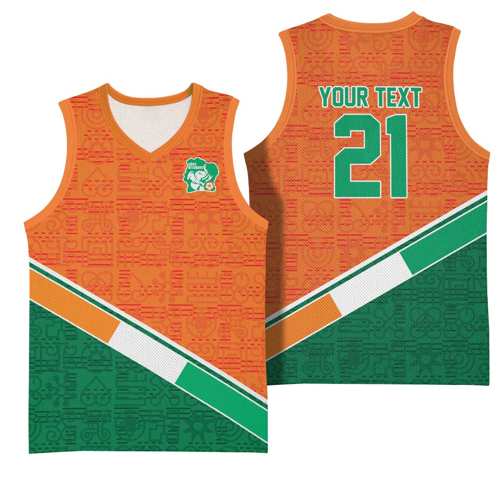 World Football 2026 Ivory Coast Custom Basketball Jersey African Adinkra Pattern - African Pride