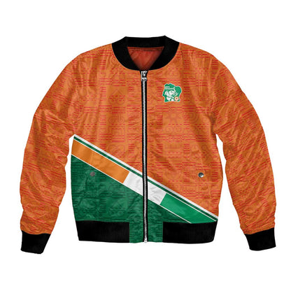 World Football 2026 Ivory Coast Custom Bomber Jacket African Adinkra Pattern - African Pride