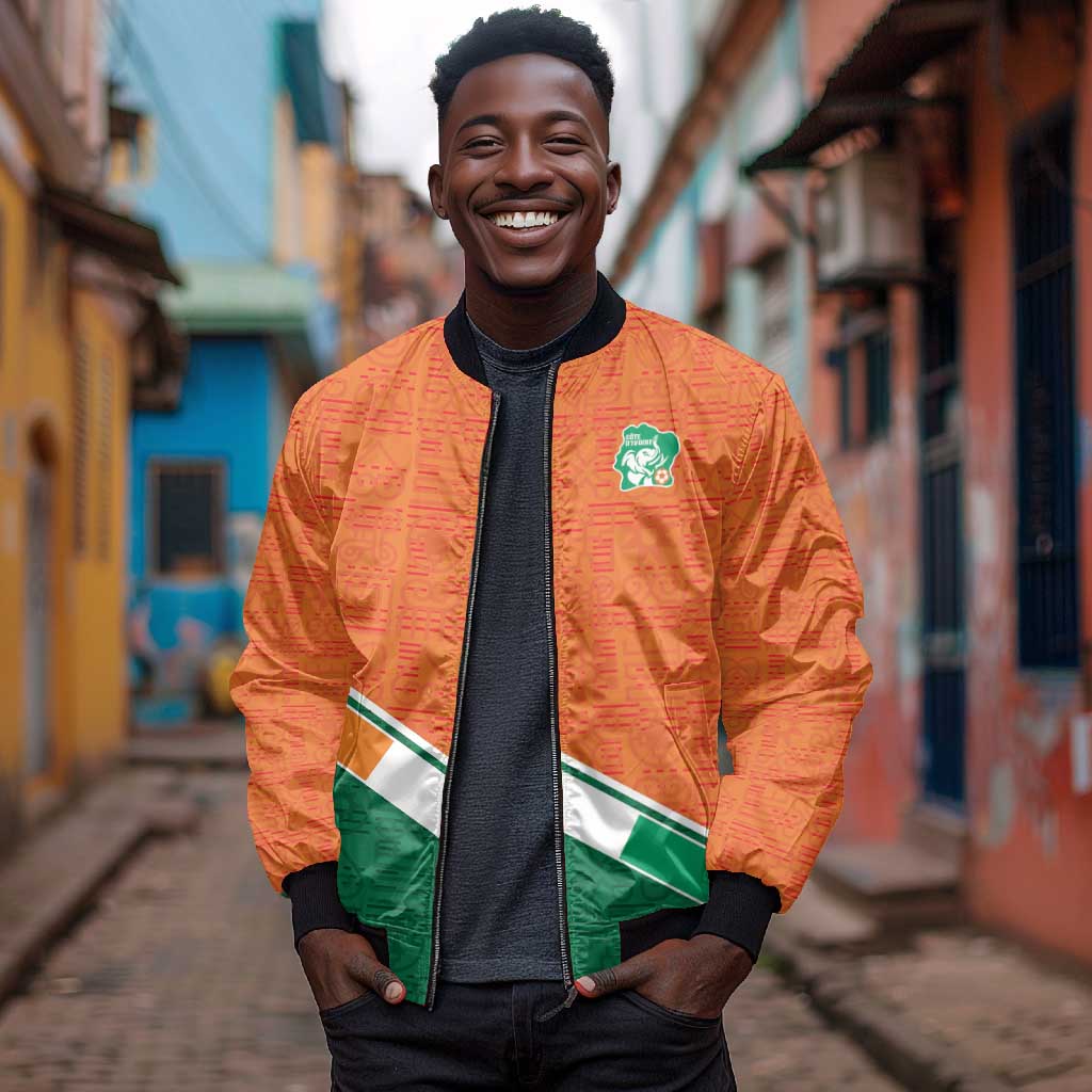 World Football 2026 Ivory Coast Custom Bomber Jacket African Adinkra Pattern - African Pride