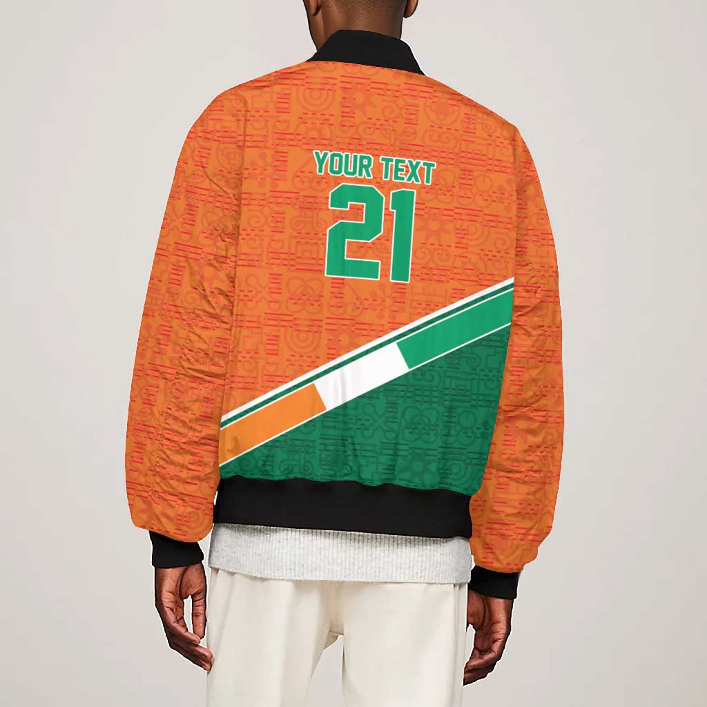 World Football 2026 Ivory Coast Custom Bomber Jacket African Adinkra Pattern - African Pride
