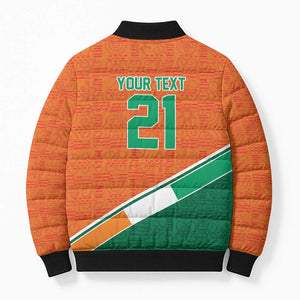 World Football 2026 Ivory Coast Custom Bomber Puffer Jacket African Adinkra Pattern - African Pride