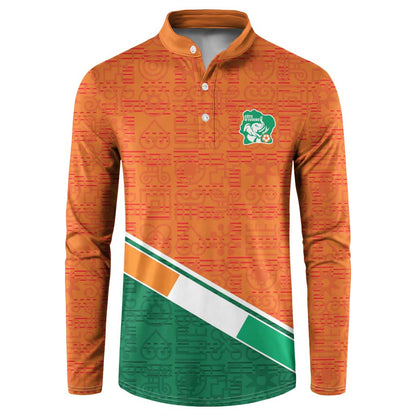 World Football 2026 Ivory Coast Custom Button Sweatshirt African Adinkra Pattern