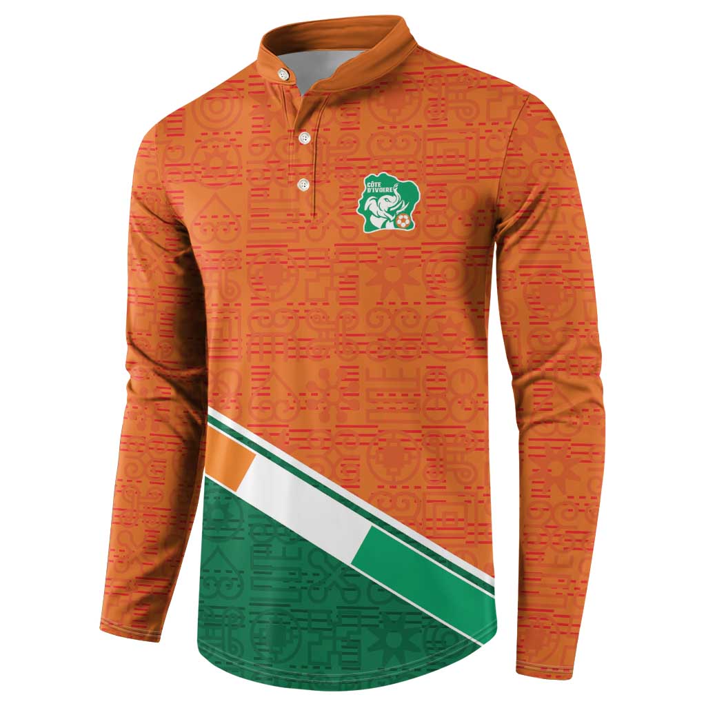 World Football 2026 Ivory Coast Custom Button Sweatshirt African Adinkra Pattern