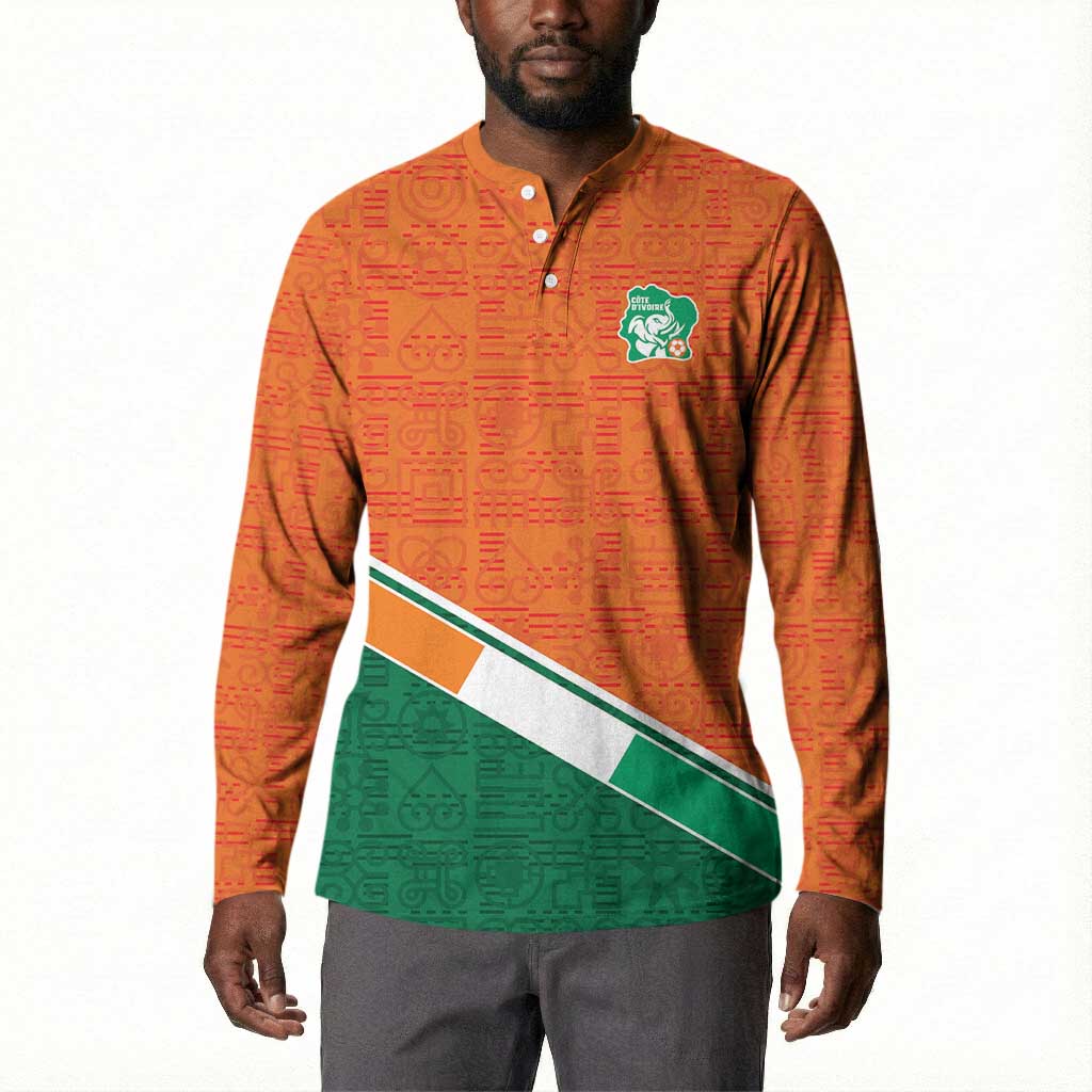 World Football 2026 Ivory Coast Custom Button Sweatshirt African Adinkra Pattern