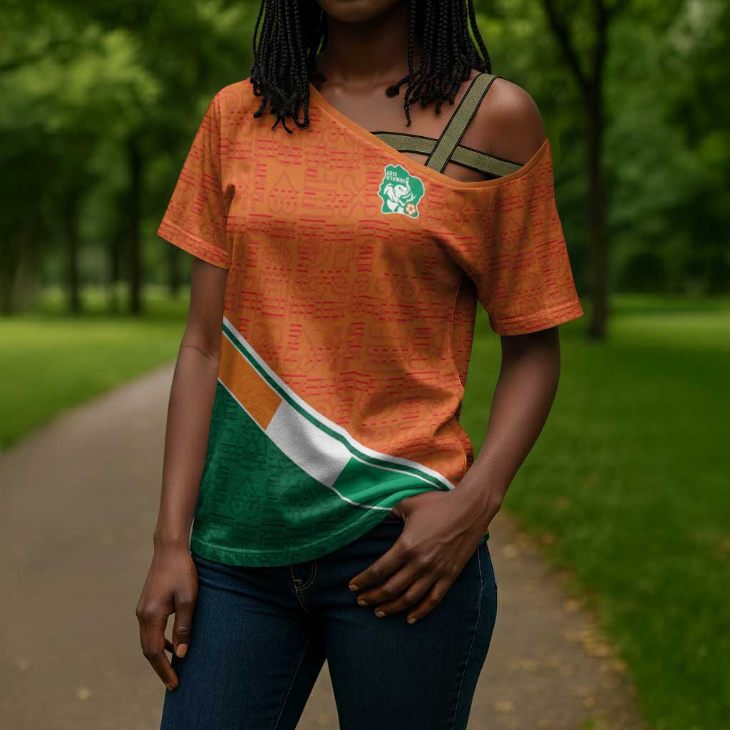 World Football 2026 Ivory Coast Custom Cross Shoulder Shirt African Adinkra Pattern - African Pride
