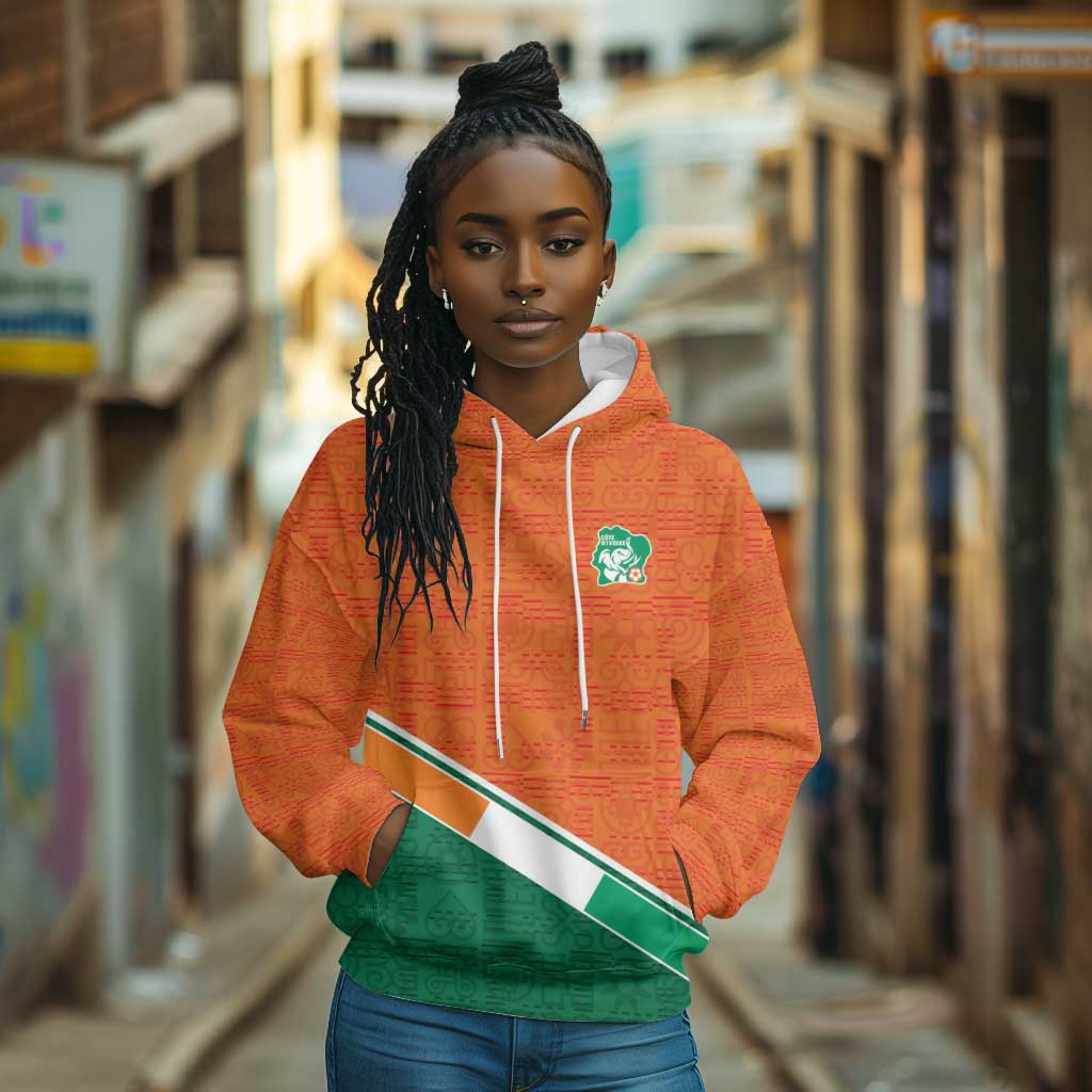 World Football 2026 Ivory Coast Custom Hoodie African Adinkra Pattern - African Pride