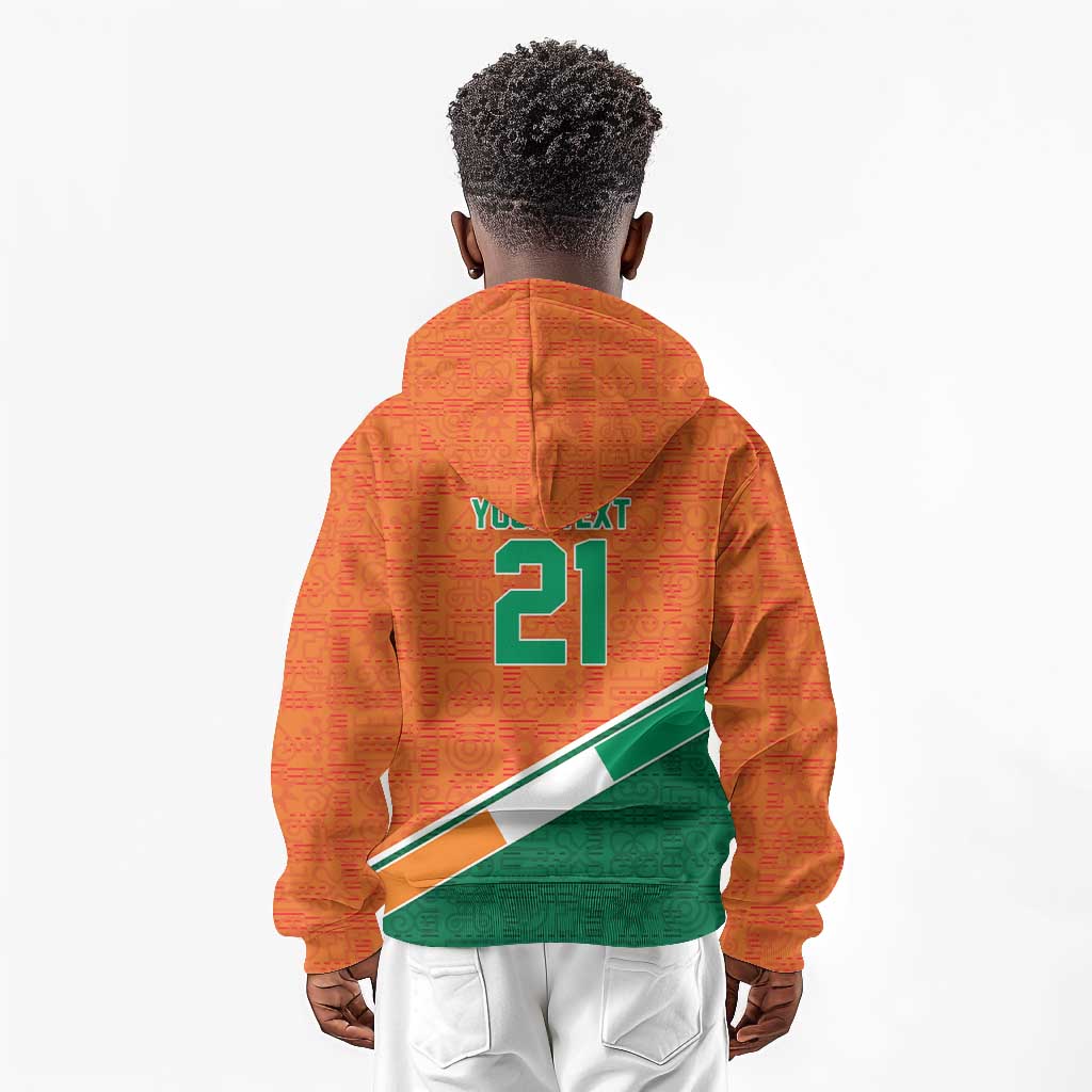 World Football 2026 Ivory Coast Custom Kid Hoodie African Adinkra Pattern - African Pride