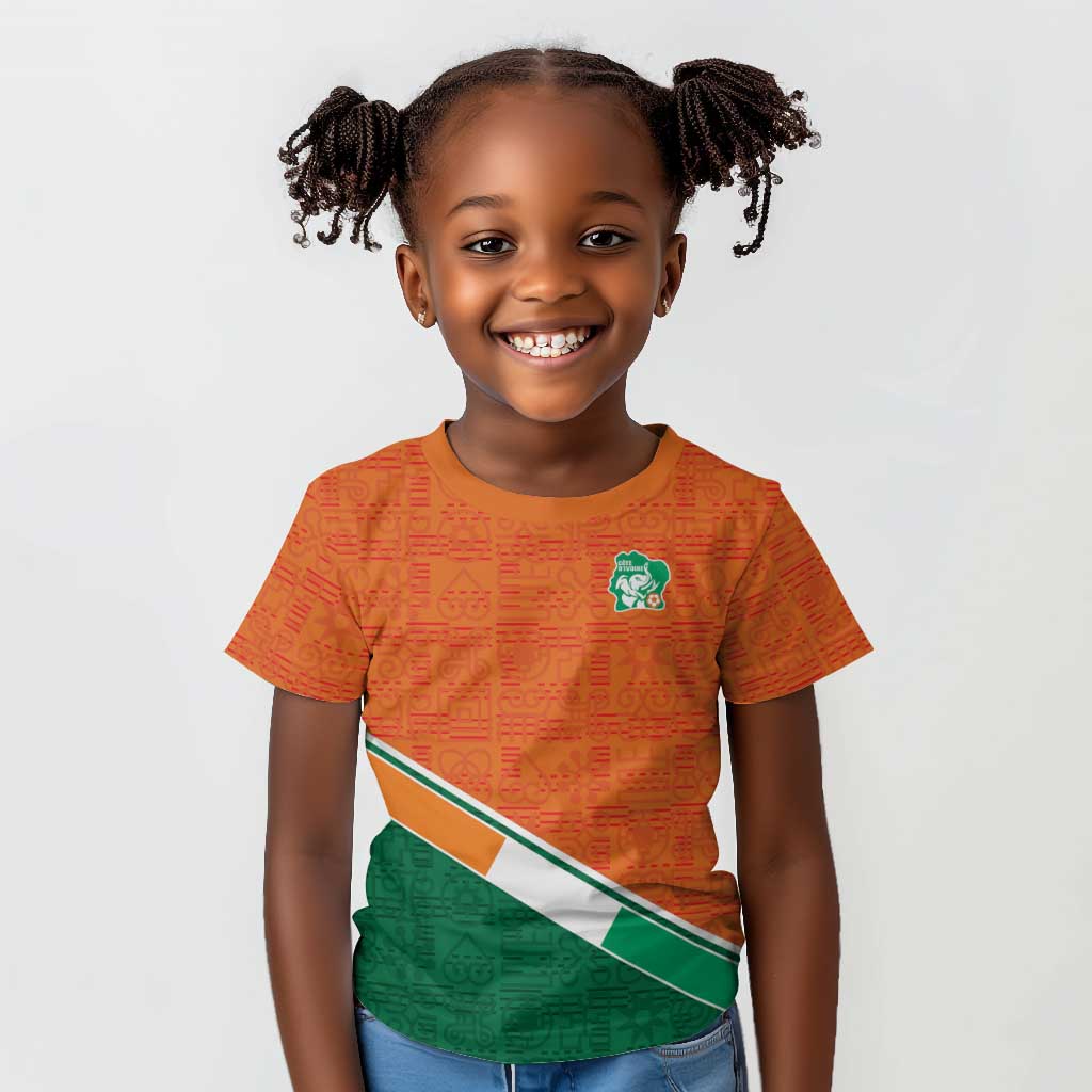 World Football 2026 Ivory Coast Custom Kid T shirt African Adinkra Pattern LT9
