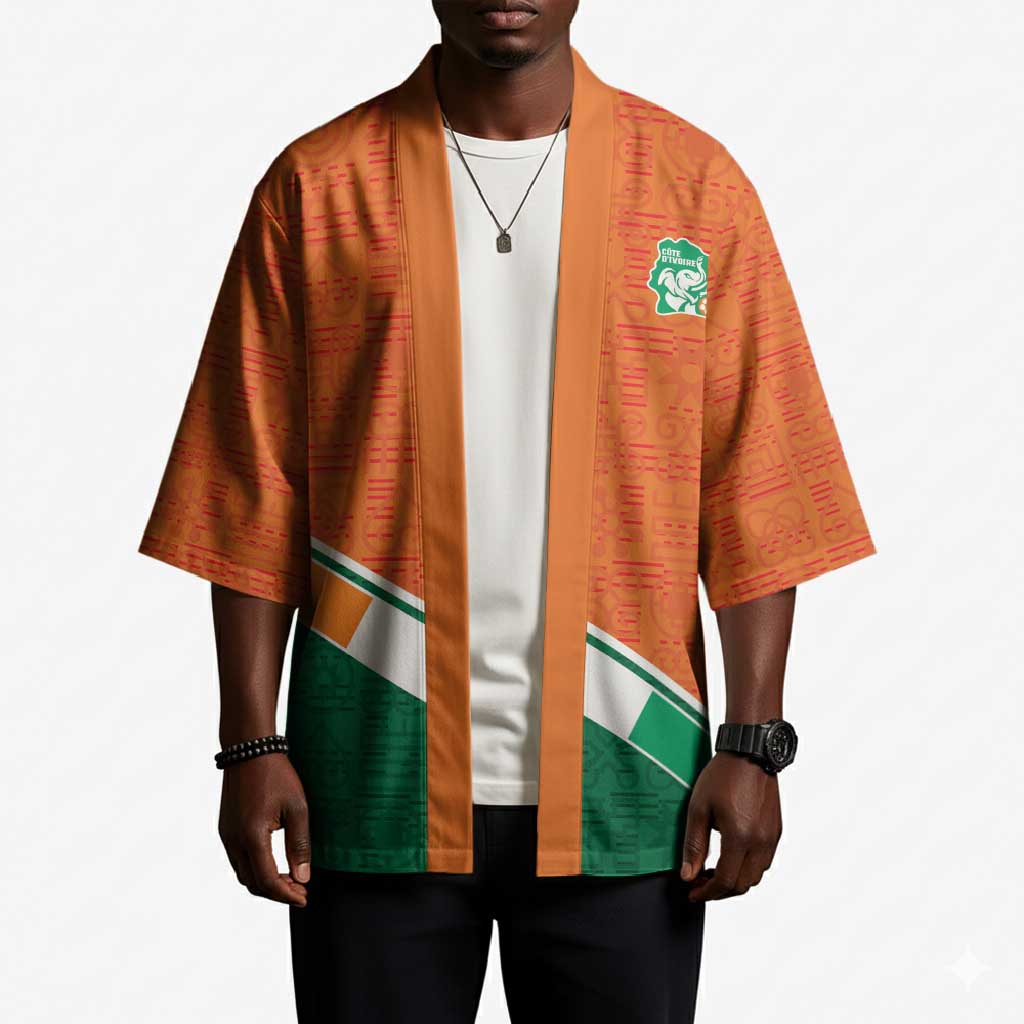 World Football 2026 Ivory Coast Custom Kimono African Adinkra Pattern - African Pride