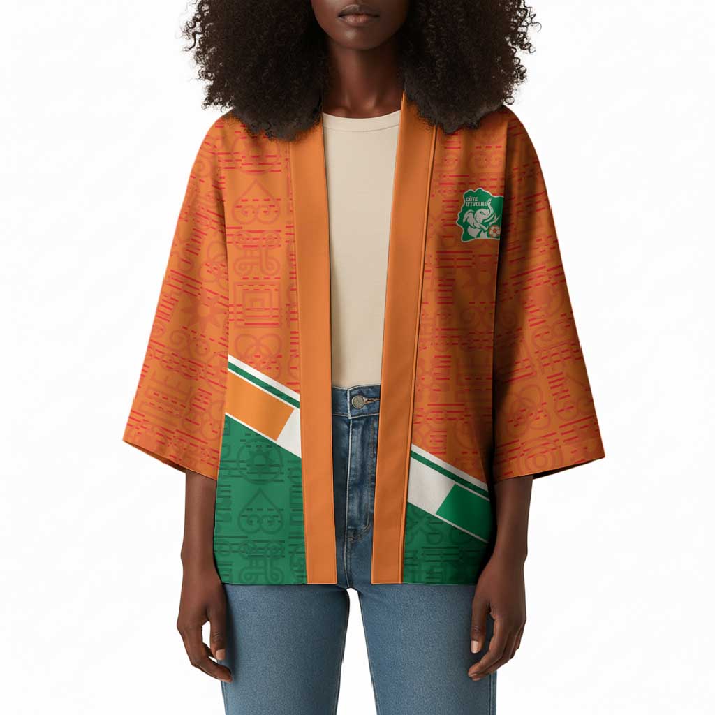 World Football 2026 Ivory Coast Custom Kimono African Adinkra Pattern - African Pride