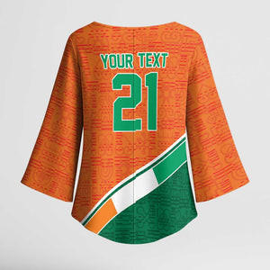 World Football 2026 Ivory Coast Custom Kimono Sleeve Blouse African Adinkra Pattern - African Pride