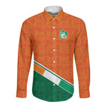 World Football 2026 Ivory Coast Custom Long Sleeve Button Shirt African Adinkra Pattern - African Pride