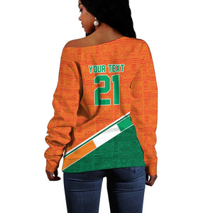 World Football 2026 Ivory Coast Custom Off Shoulder Sweater African Adinkra Pattern - African Pride