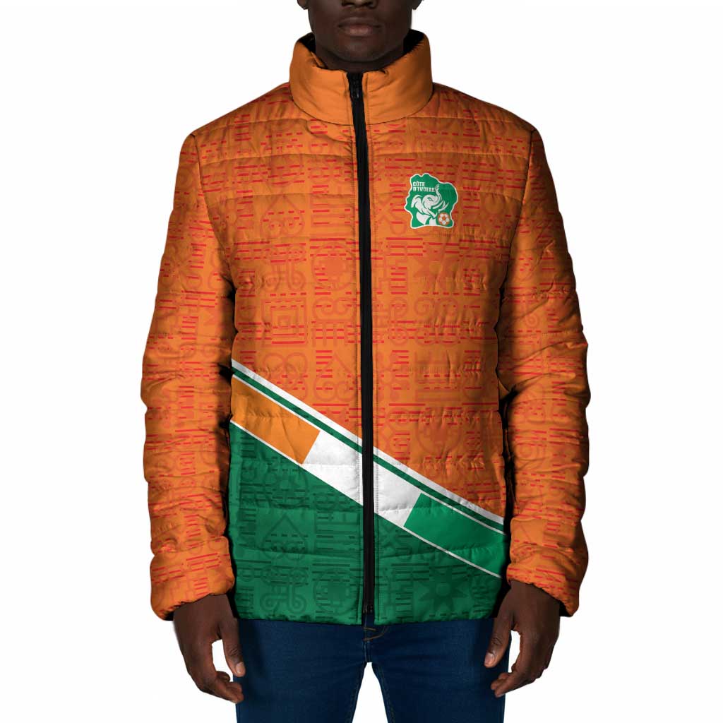 World Football 2026 Ivory Coast Custom Padded Jacket African Adinkra Pattern - African Pride