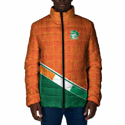 World Football 2026 Ivory Coast Custom Padded Jacket African Adinkra Pattern - African Pride