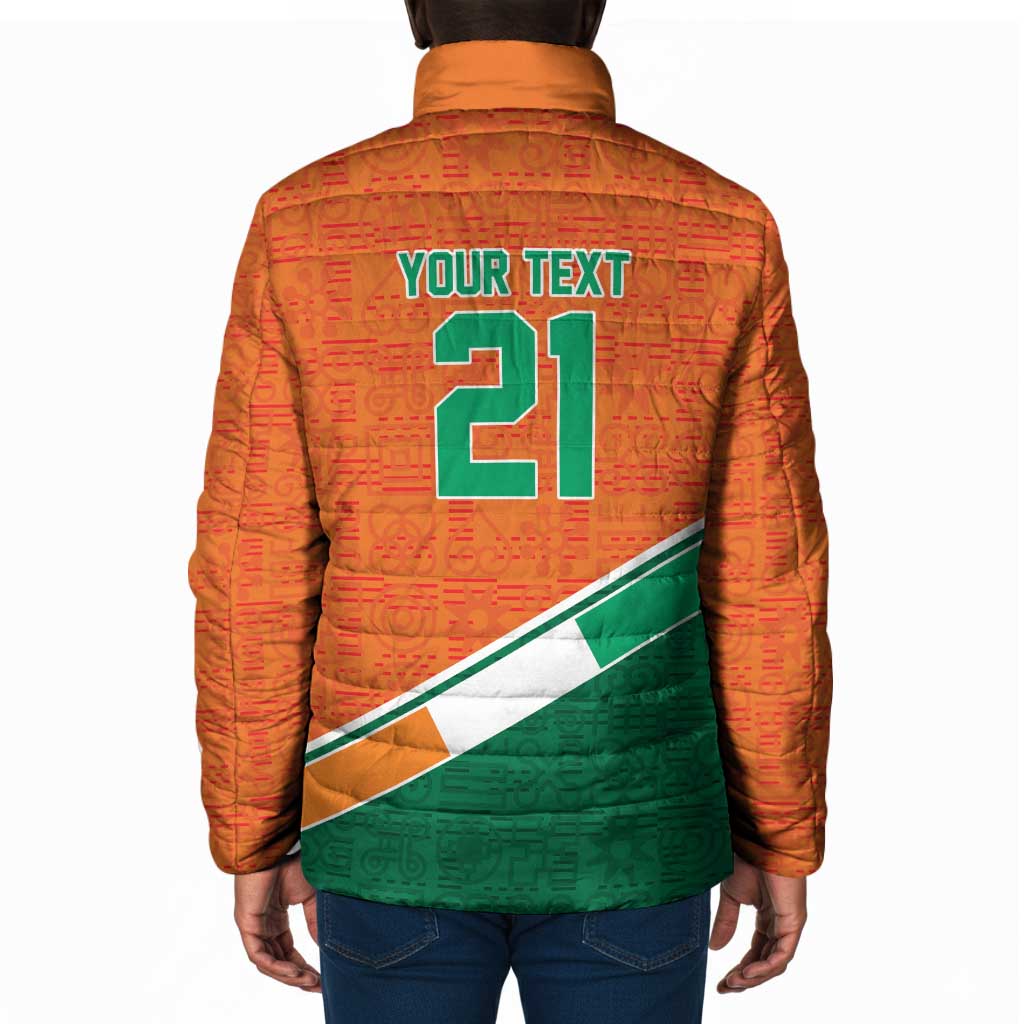 World Football 2026 Ivory Coast Custom Padded Jacket African Adinkra Pattern - African Pride
