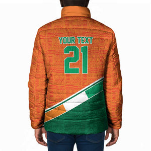 World Football 2026 Ivory Coast Custom Padded Jacket African Adinkra Pattern - African Pride